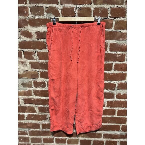 Coldwater Creek Womens Pink Pull On Cropped Floral Pattern Silk Pants Size Small - Picture 1 of 3